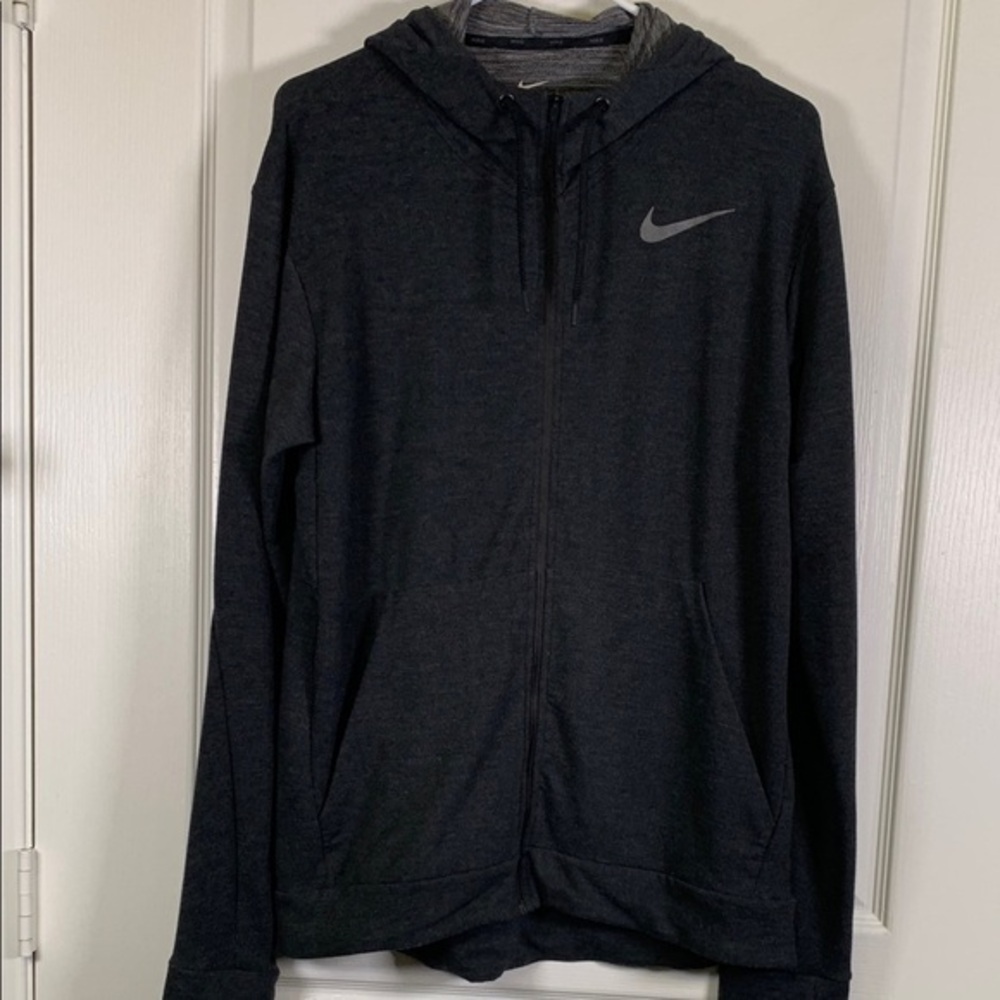 Nike Charcoacl Gray Dri-Fit Zipper Hoodie Activewear Gym Size Med EUC #2842